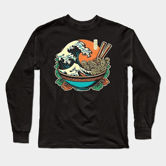 The Great Wave Of Ramen Long Sleeve T-Shirt by Trendsdk